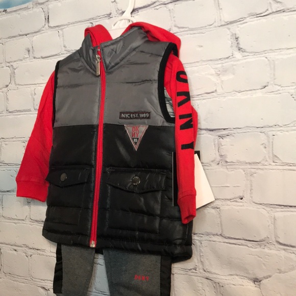 NWT DKNY Boy’s 12M Puffer Vest Hoodie 3pc Set - Picture 7 of 13